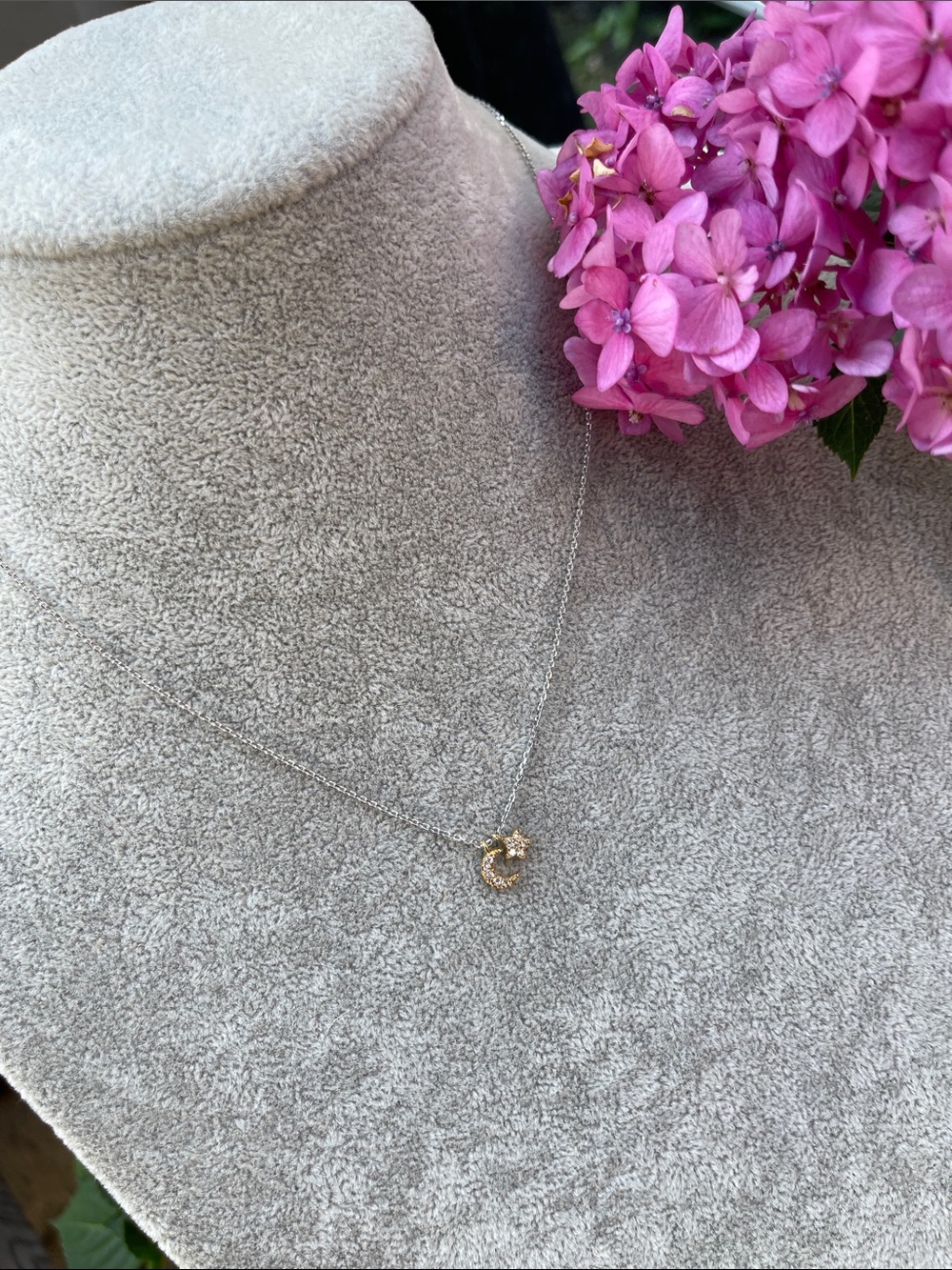 Delicate Moon & Star Silver Necklace ✨🌙